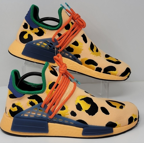 Adidas Men Size 10 Pharrell x NMD Human Race Animal Print HP3221 Pulse Amber New - Picture 1 of 13
